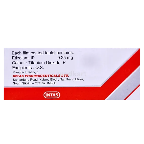 etilaam 0.25mg tablet 10's